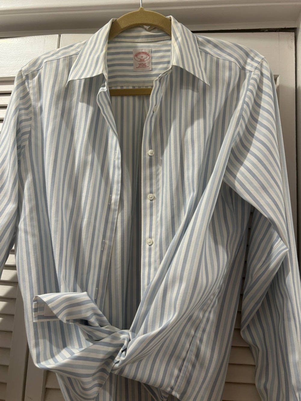 Brooks Brothers Blue and White Vertical Stripe Dress Shirt